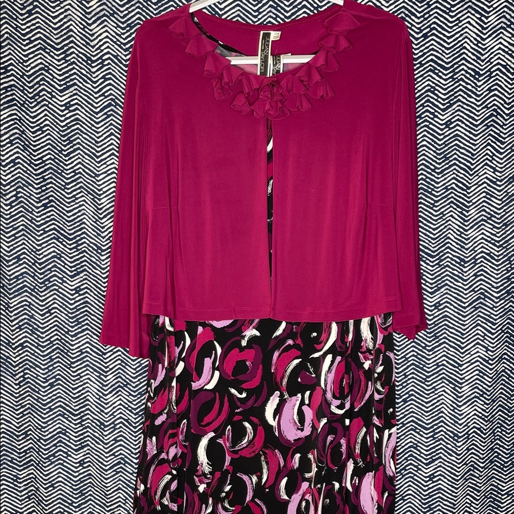 Julian Taylor Fuchsia and Black Floral Dress